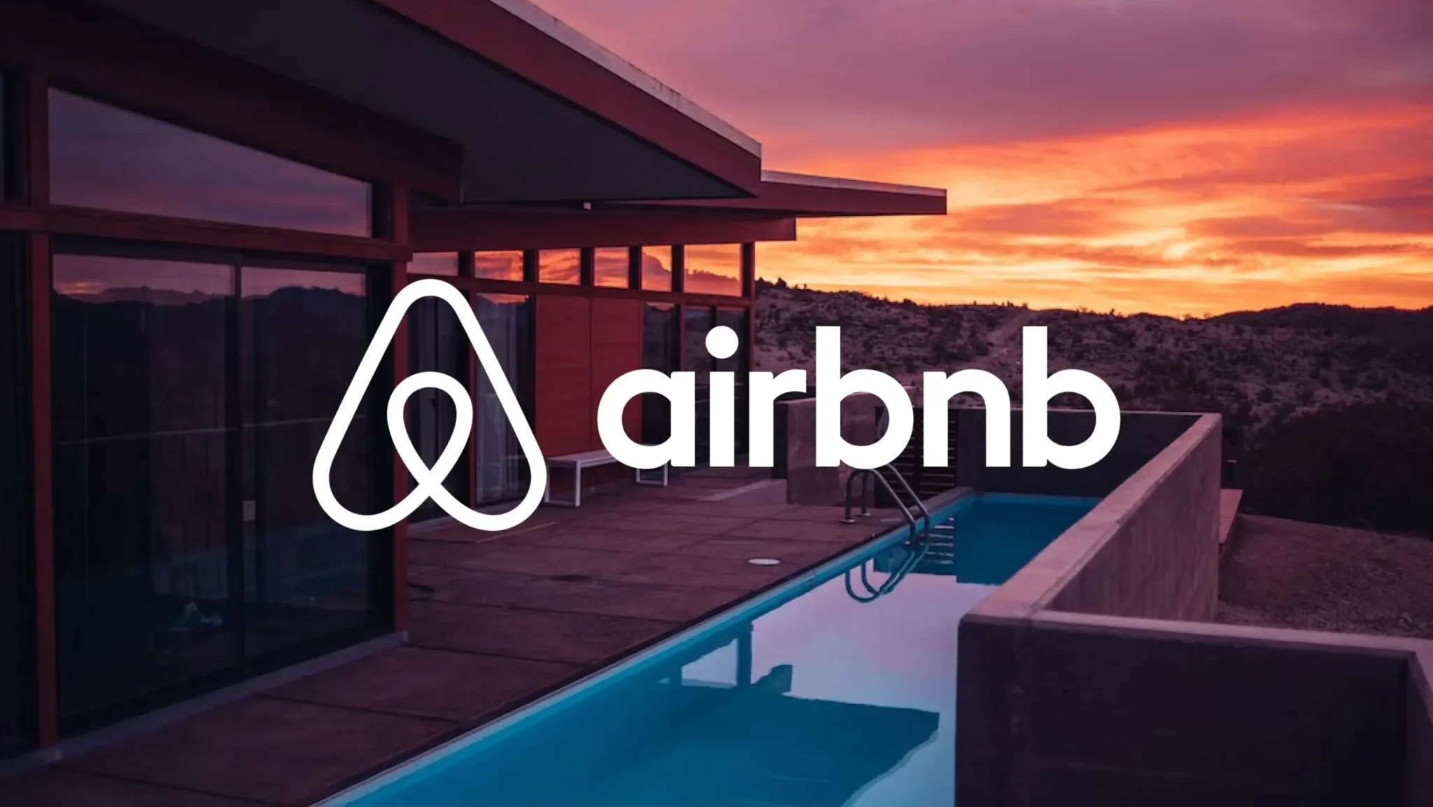 airbnb logo with property background